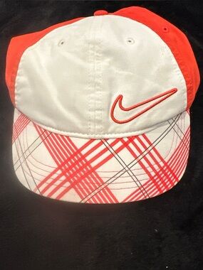Nike Golf  White and Red Plaid Brim Baseball Hat
